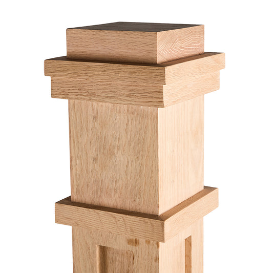 4S45R-56 Box Newel RED OAK 4-3/4 x 56 SHAKER FLAT PANEL HDWD CORE