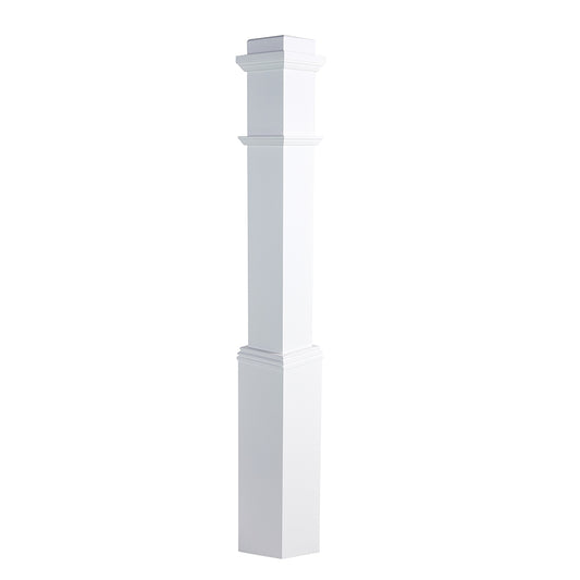 C-4091 Primed White Plain Box Newel Solid Wood White Oak OEM/ODM Wooden Staircase