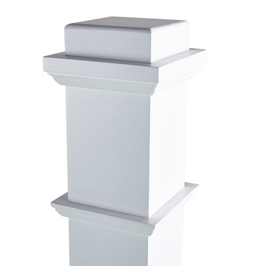 C-4091 Primed White Plain Box Newel Solid Wood White Oak OEM/ODM Wooden Staircase