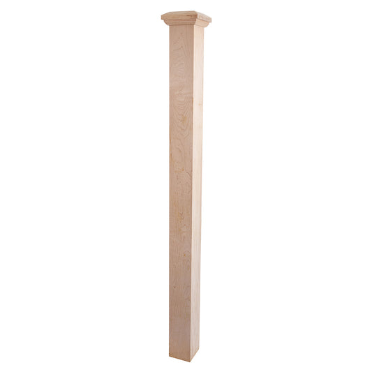 C-4690 Hard Maple 4-1/2 x 63 7/8 Mission Box Newel Wooden Staircase