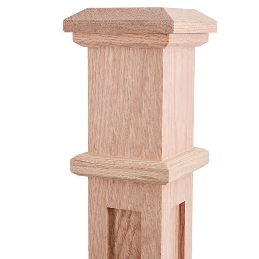 C-4790 Mission Box Newel Red Oak Wooden Stair Staircase