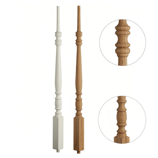 1 Year Warranty Eco-Friendly Oak Traditional Red Solid Wood Stair Balusters OEM/ODM Indoor Use New Top Wooden Staircase