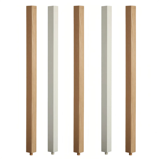 Solid Red Oak Modern Villa Newel Posts Customizable High-End Indoor Wooden Railings for Staircase Balcony OEM/ODM Factory