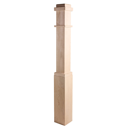 LJ-4091-CR Plain Panel Box Newel Hard Maple Wooden Staircase