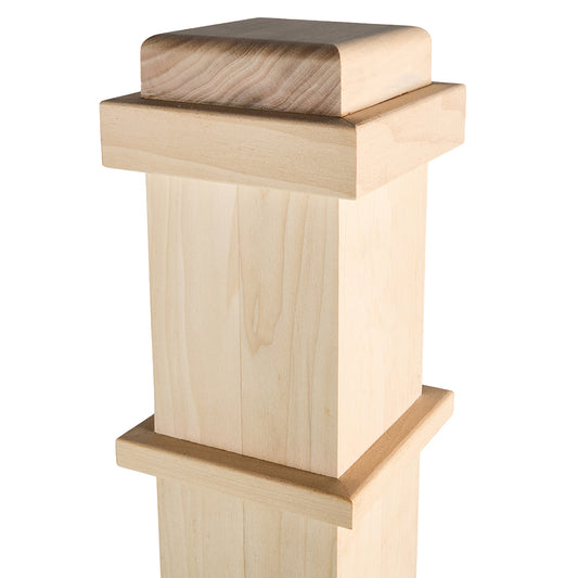 LJ-4091-CR Plain Panel Box Newel Poplar Wooden Staircase