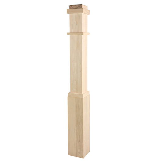 LJ-4091-CR Plain Panel Box Newel Poplar Wooden Staircase