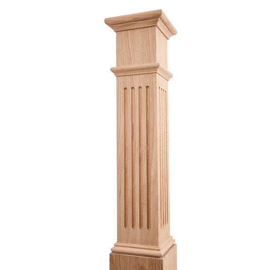 LJ-4093-O Fluted Box Newel Hard Maple Wooden Staircase