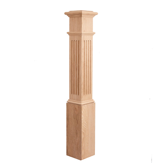 LJ-4093-O Fluted Box Newel Hard Maple Wooden Staircase