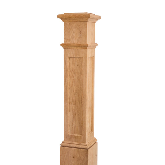 LJ-4094-O Recessed Panel Box Newel Hard Maple Wooden Staircase