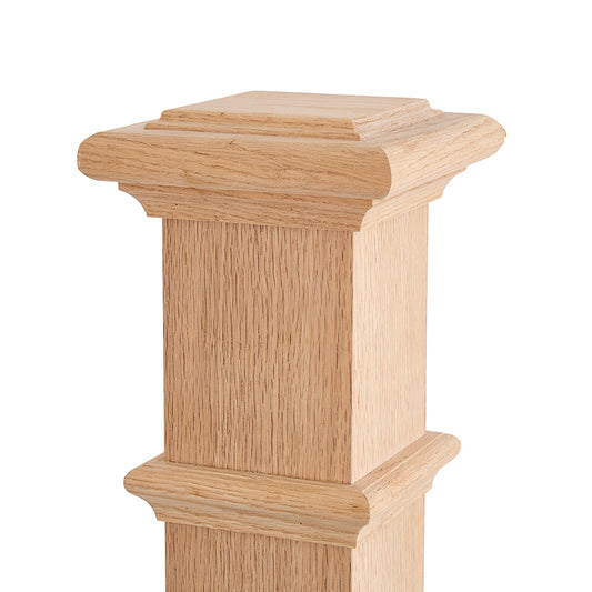 LJ-4392-O Plain Panel Box Newel Red Oak Wooden Staircase