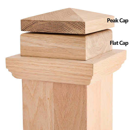 LJRC-4091 Recessed Panel Box Newel Red Oak Wooden Staircase