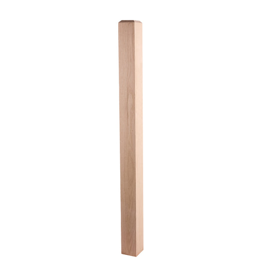 Modern  Red Oak  Square Newel Post 3 1/2" x 48" | Wholesale Stair Parts