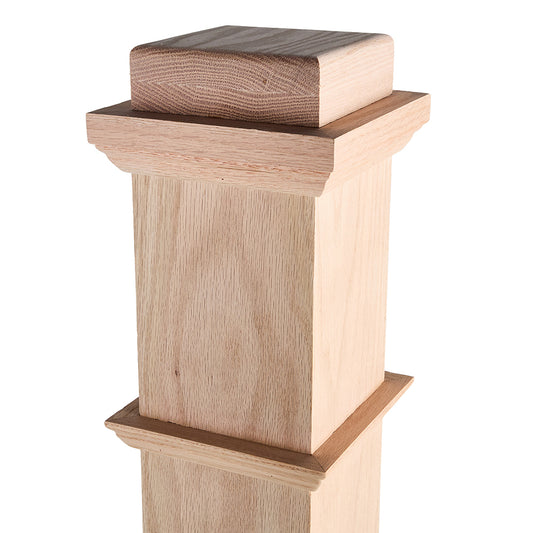 C-4091 Plain Box Newel Solid Wood White Oak OEM/ODM Wooden Staircase