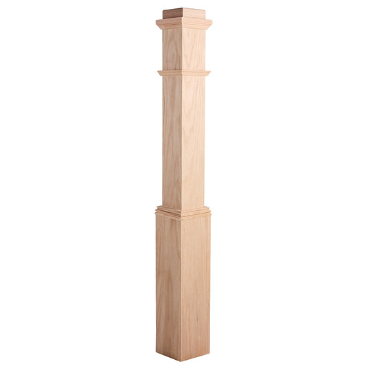 C-4091 Plain Box Newel Solid Wood White Oak OEM/ODM Wooden Staircase