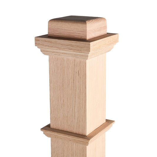 C-4291 Red Oak 5" x 55" Adj Box Newel w/ Fixed Flat Cap
