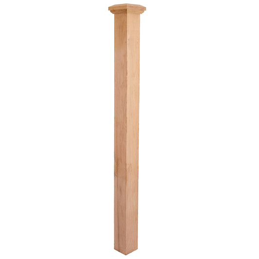 C-4690 Red Oak 4-1/2 x 63 7/8 Mission Box Newel  Wooden Staircase