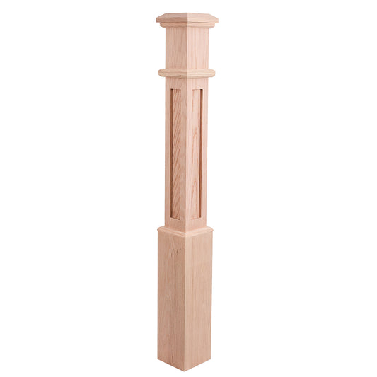 C-4790 Mission Box Newel Red Oak Wooden Stair Staircase