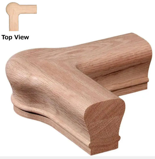 Wholesale Solid Red Oak 7021-RO 90-Degree Level Quarter Turn Cap Hand Rail Fitting for Villa Hotel Balcony Staircase Easy