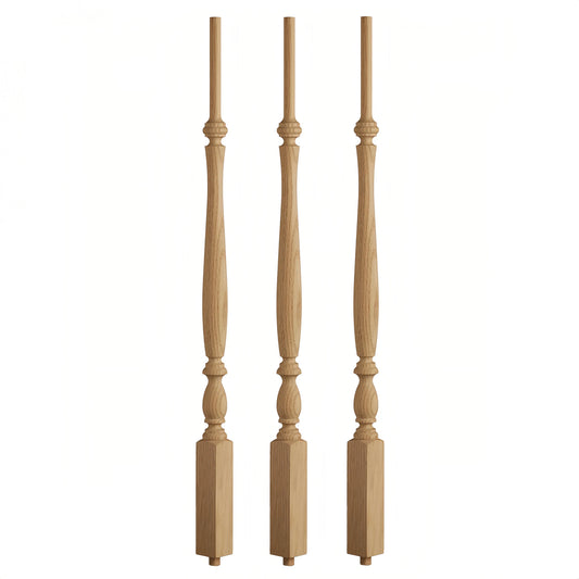 Solid Red Oak Modern Balusters Customizable High-End Indoor Wooden Railings for Staircase Balcony Villa OEM/ODM Factory