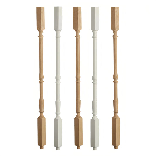 Modern Design Wooden Stairs Newel Post Balustrade System Villa Apartment Balcony Hotel Porch Railings BuildingWoods B-5067 1