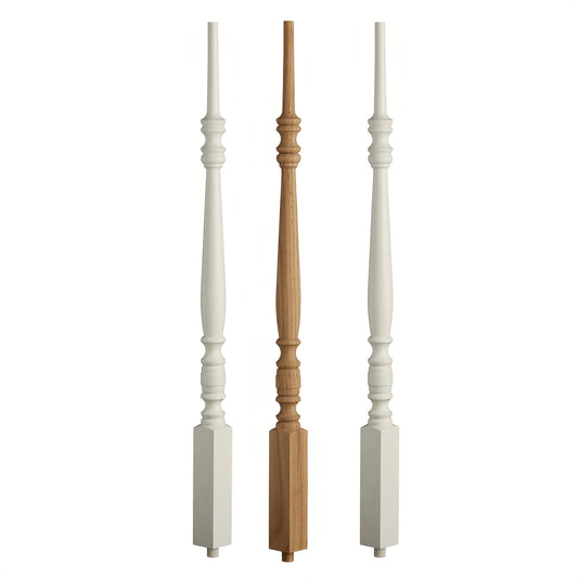 1 Year Warranty Eco-Friendly Oak Traditional Red Solid Wood Stair Balusters OEM/ODM Indoor Use New Top Wooden Staircase