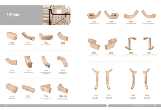 Elegant Traditional Wooden Handrail Fitting for Balcony and Staircase Parts Model 7048-HM Easy Installation
