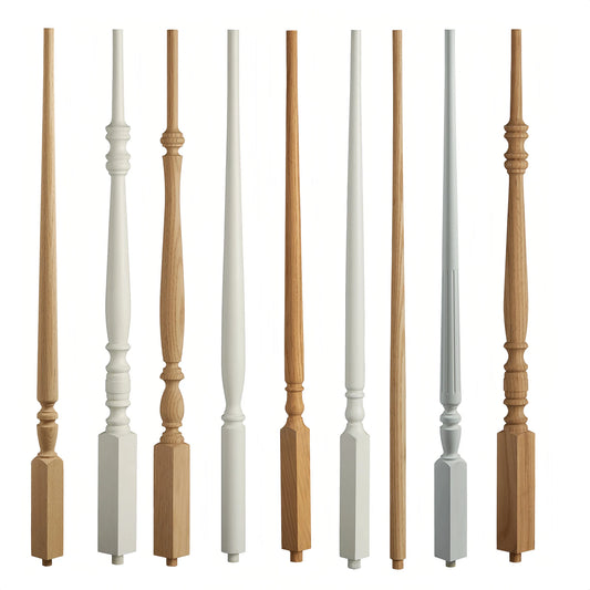 Solid Red Oak Traditional Balusters Customizable High-End Indoor Wooden Railings for Staircase Balcony Villa Hotel OEM/ODM