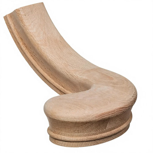 High Quality Premium Wooden Right Hand Turnout 7040 White Oak Hand Rail Fittings Durable Modern Stair Parts Balcony Villa Hotel