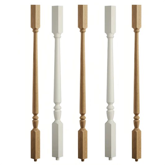 New BuildingWoods B-5241 Top Solid Wood Vietnam Indoor Wooden Staircase Traditional Red Oak Stair Balusters 1-Year Warranty