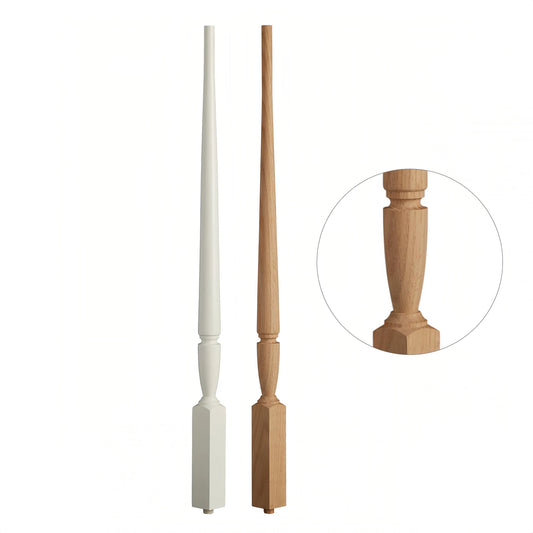 Modern Solid Red Oak Balusters Customizable High-End Indoor Wooden Railings for Villa Staircase Balcony OEM/ODM Factory