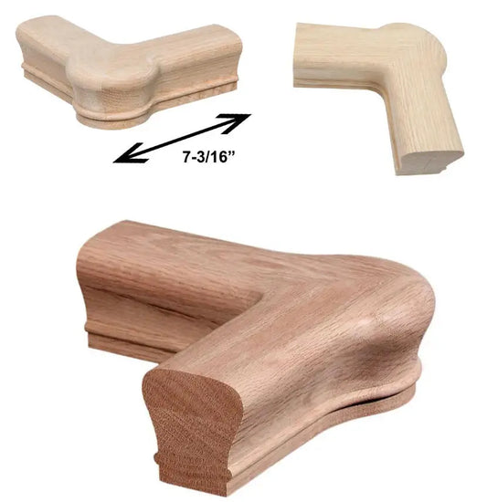 Wholesale Solid Wood White Oak 7221 90-Degree Level Quarter Turn Cap Stair Balcony Villa Handrail Fitting Easy Installation