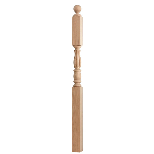 Solid Red Oak Modern Eco-Friendly Newel Posts Customizable High-End Indoor Wooden Railings for Staircase Balcony OEM/ODM Factory