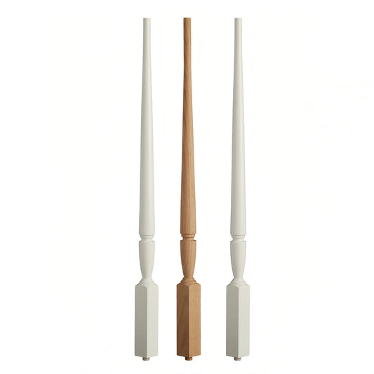 Modern Solid Red Oak Balusters Customizable High-End Indoor Wooden Railings for Villa Staircase Balcony OEM/ODM Factory