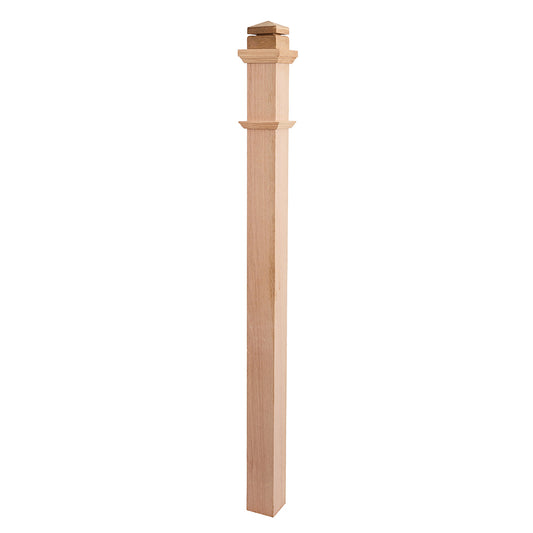 LJ-4075-O Red Oak Plain Panel Box Newel  For Interior Use Only
