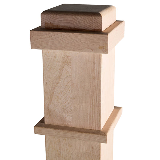LJ-4091-CR  Plain Panel Box Newel Hard Maple  Wooden  Staircase