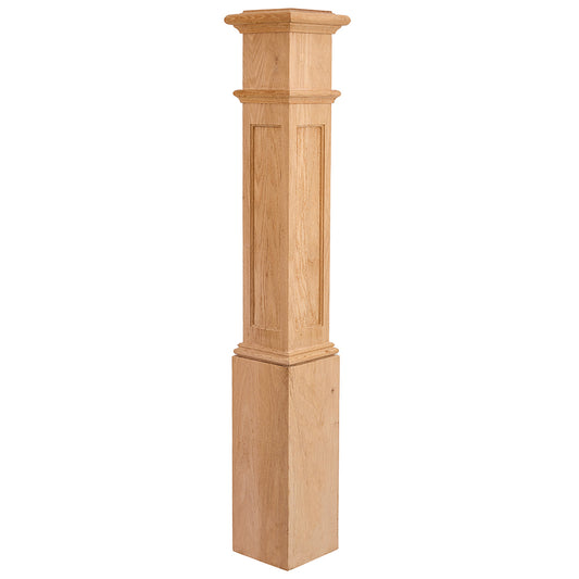 LJ-4094-O  Recessed Panel Box Newel Hard Maple  Wooden  Staircase