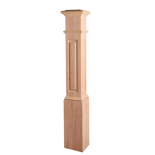 LJ-4095-O  Raised Panel Box Newel Hard Maple  Wooden  Staircase