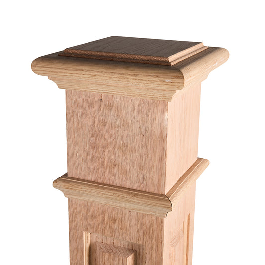 LJ-4095-O  Raised Panel Box Newel Hard Maple  Wooden  Staircase