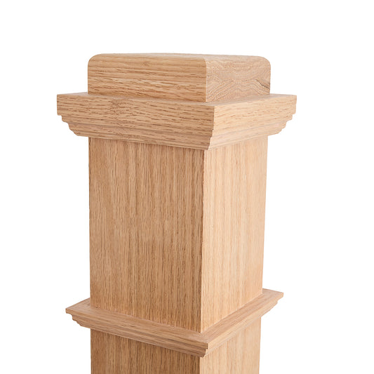 LJ-4091 Plain Panel Box Newel Red Oak  Wooden  Staircase
