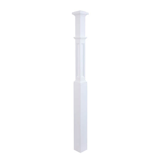 TI-H26-124 Primed White Box Newel  Wooden Stair Staircase