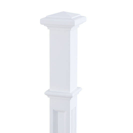 TI-H26-124 Primed White Box Newel  Wooden Stair Staircase